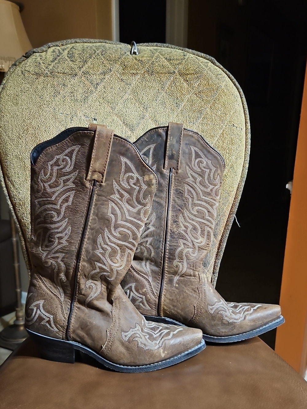 Rockin Country Distressed Brown Leather Western Cowgirl Cowboy Boots Shoes